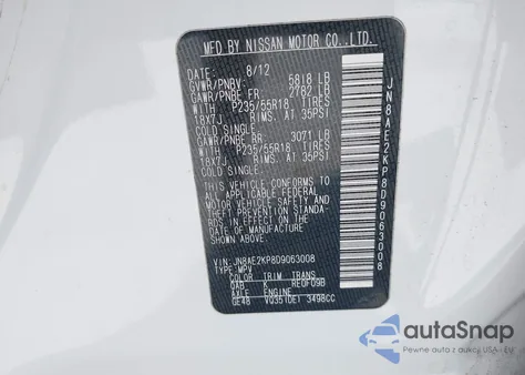 2013 Nissan Quest Sl z USA, uszkodzony, nr VIN JN8AE2KP8D9063008